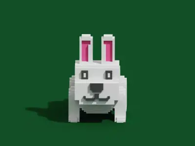 Voxel Rabbit Low-poly 3D model