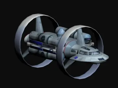 spacecraft spaceship with wheels Low-poly 3D model