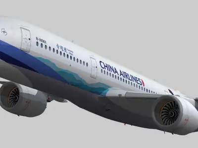 Airbus A350-900 XWB China airlines Syrmaticus Mikado livery Low-poly 3D model