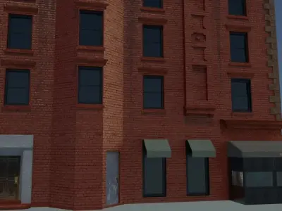 NYC corner building with restaurant Free 3D model