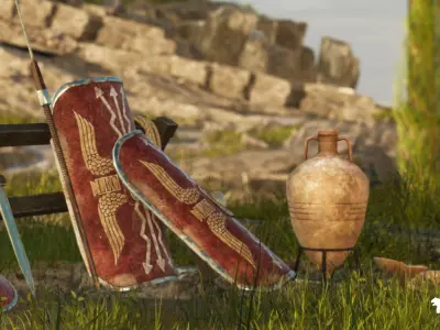 Roman Temple Ruins Low-poly 3D model