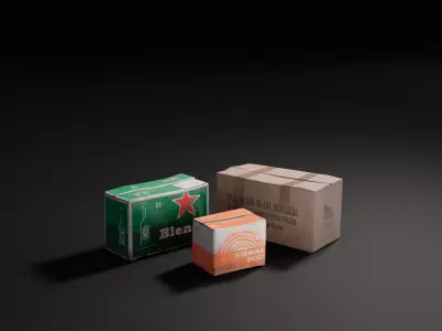 Cardboard Boxes - PBR Game Ready  Low-poly 3D model