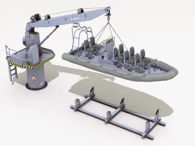 RHIB with Davit 3D model