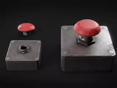 Industrial Control Buttons and Switches Pack - 14 Assets PBR  Low-poly 3D model