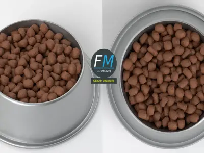 Dog bowl with food Free low-poly 3D model