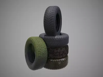 Low poly Tire 03 PBR Game-ready Low-poly 3D model