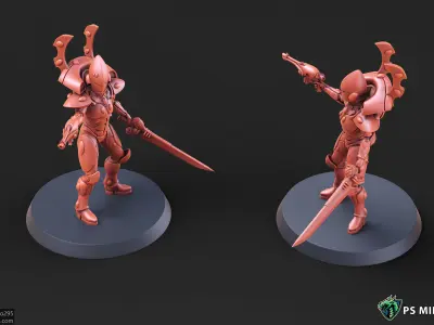 Space Elf Male Soldier Pose 1 - 8 Variants 3D print model