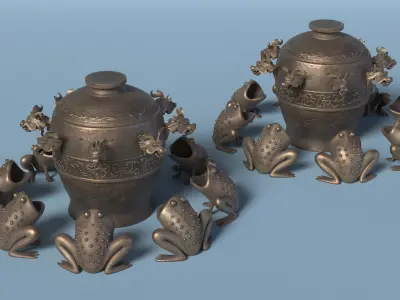 Ancient Chinese Seismograph Bronze 3D model