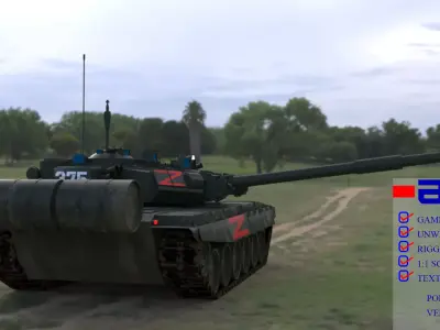 Weathered Wagner PMC T90A Tank  Low-poly 3D model