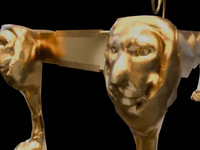 Pure Golden Lion Libation Table for Egyptian Offering 3D model