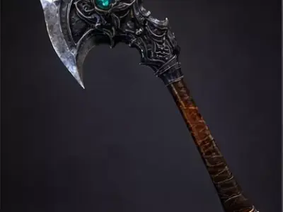 Shadow Ember Battle Axe Low-poly 3D model
