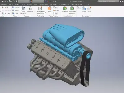 v12 engine 3D assembly 3D model