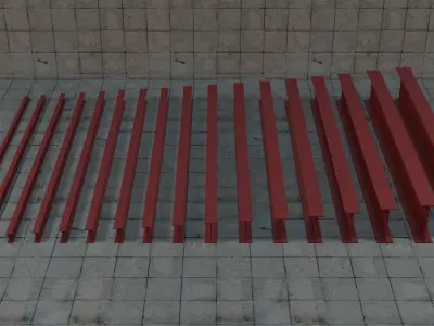 Construction Beams IPE 100-600 PBR Low-poly 3D model