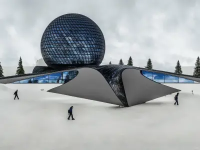 Futuristic Butterfly Museum Low-poly 3D model