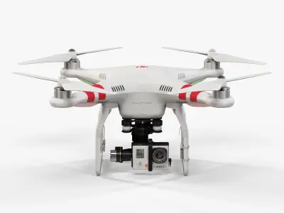 DJI Phantom 2 Quadcopter with GoPro HERO3 Low-poly 3D model