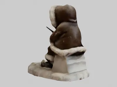 Ice Fishing Eskimo Figure Low-poly 3D model