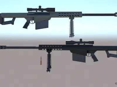 Modern Firearms Animated M107 Low-poly 3D model