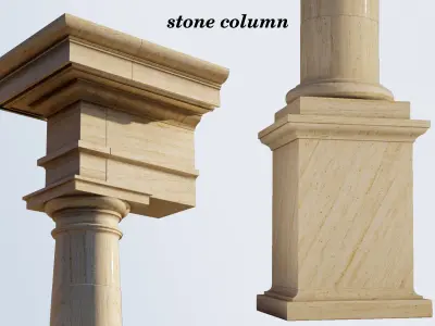 Tuscan column with pedestal and entablature Tuscan Order 3D model