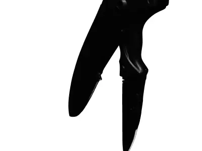 Black Engraved Folding Tactical Knife 3D model