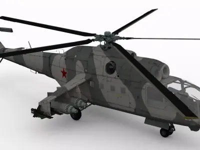 Mil Mi-24A Low-poly 3D model