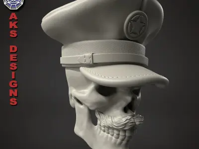 skull Wall decor army captain skull v1 3D print model