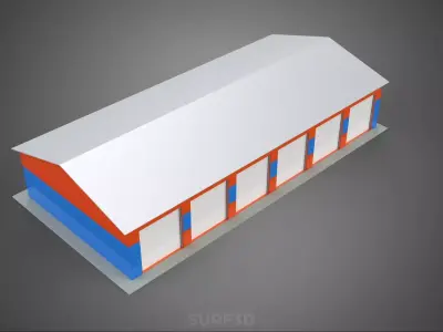 COMMERCIAL GARAGE WORKSHOP BUILDING VEHICLE CAR PARKING STORAGE 3D model