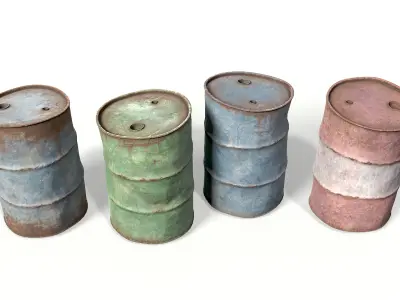 Metal Barrels Low-poly 3D model