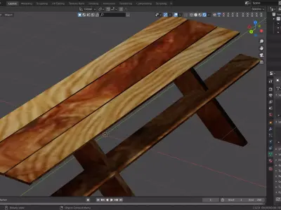 Bench wooden Low-poly 3D model 4