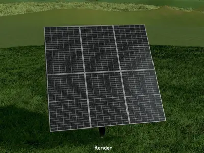 Agricultural photovoltaic solar-power-system with animation 4m Low-poly 3D model