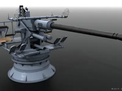 Bofors 40mm gun Low-poly 3D model