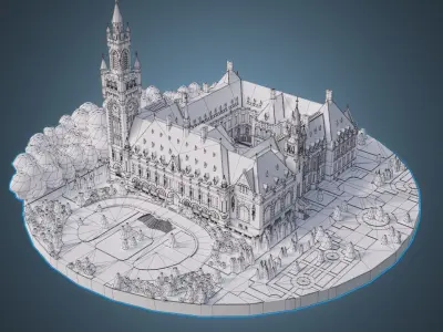 Peace Palace Low-poly 3D model