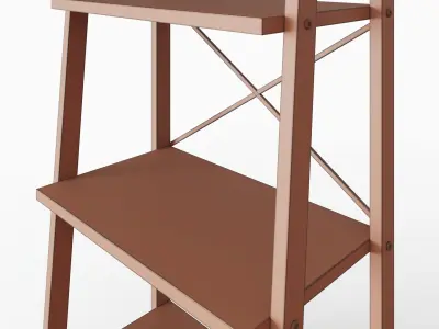 Shelving in white metal and oak wood Free low-poly 3D model