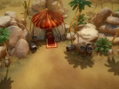 Top-Down desert Low-poly 3D model