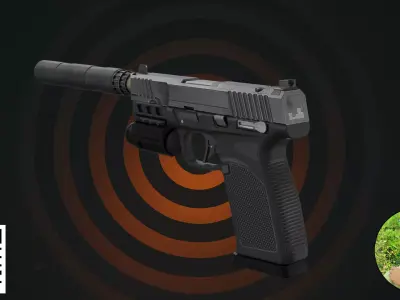 Modern Tactical Stealth Pistol - Suppressed Edition 3D model