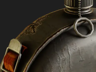 Old Military Metal Canteen Bottle Low-poly 3D model
