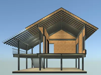 Tropical house in section cut 25-06 3D model