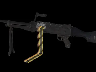 M60 machinegun low-poly model Low-poly 3D model