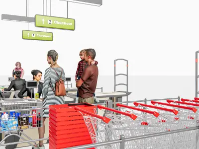 Supermarket Shop Store Elements checkout 5 3D model