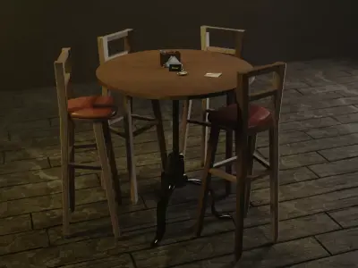 Bar Table Set 3D model