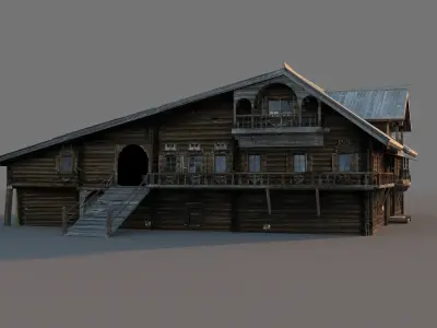 Russian wooden house on Kizhi island 3D model