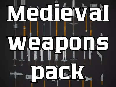 Medieval weapons pack Low-poly 3D model buy