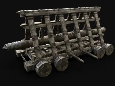  BATTERING RAM SIEGE ENGINE MEDIEVAL WAR MACHINE BATTLE Low-poly 3D model