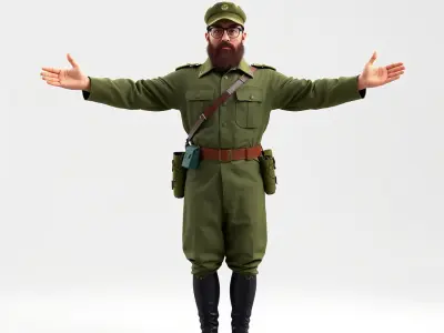 Military Officer Character Rigged and Animated in Uniform wit... Low-poly 3D model