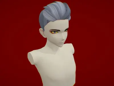 Anime Hair 2 Low-poly 3D model