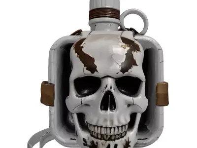 Grungy Skull Canteen Flask 3D model