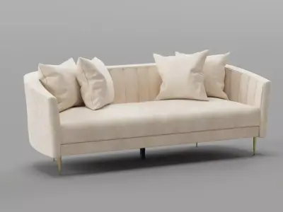 Clara 3-Seater Velvet Sofa Free 3D model