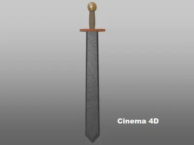 golden long sword  3D model