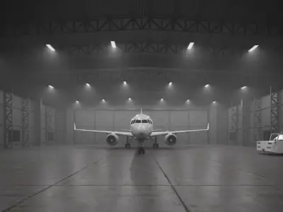 CA - Airplane Hangar Warehouse Low-poly 3D model