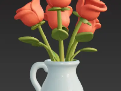Vase with Roses 3D print model