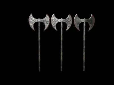 Viking Axe Pack-5 Low-poly 3D model